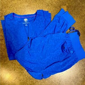 Healing Hands Leopard Royal Blue Scrub Set